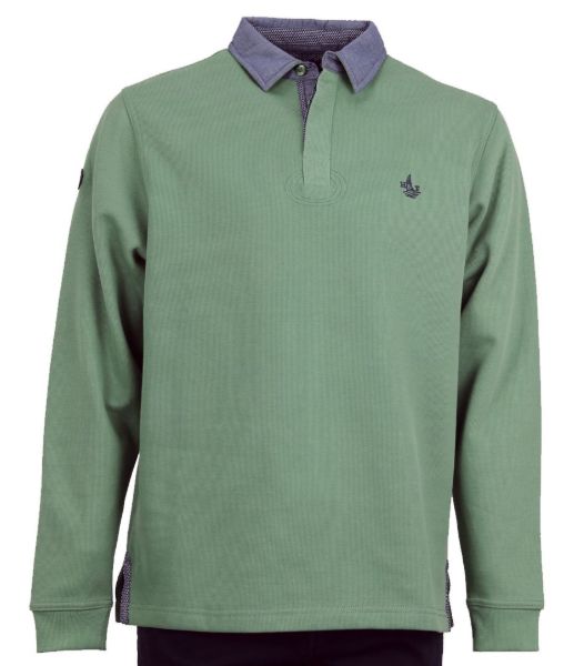 Image de Sweat col polo jeans unité -  3 XL VERT MOUSSE