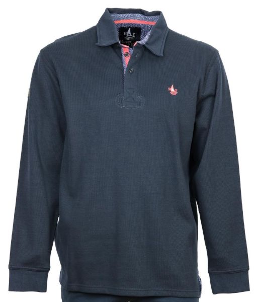 Image de Sweat col polo unité -  3 XL MARINE/ CORAIL