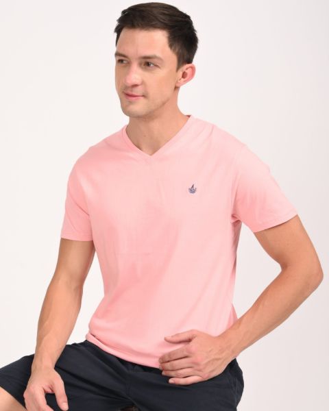 Image de T shirt col V unité -  L VIEUX ROSE