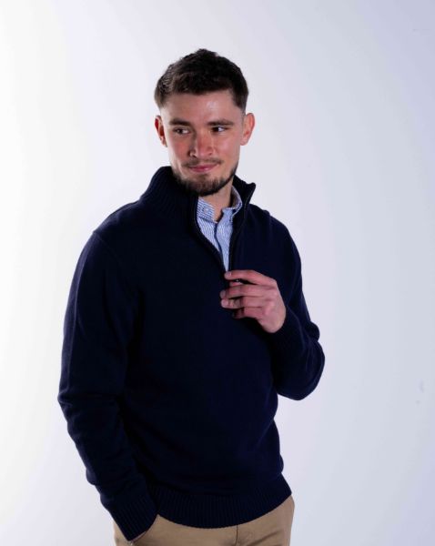 Image de Pull coton demi zip unité -  4 XL MARINE