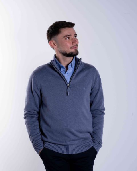 Image de Pull coton demi zip unité -  3 XL ARDOISE