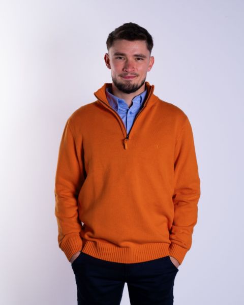 Image de Pull coton demi zip unité -  3 XL MANDARINE