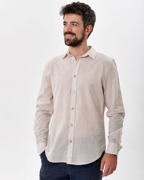 Image de Chemise voile de coton rayée ML  unité -  XL BEIGE