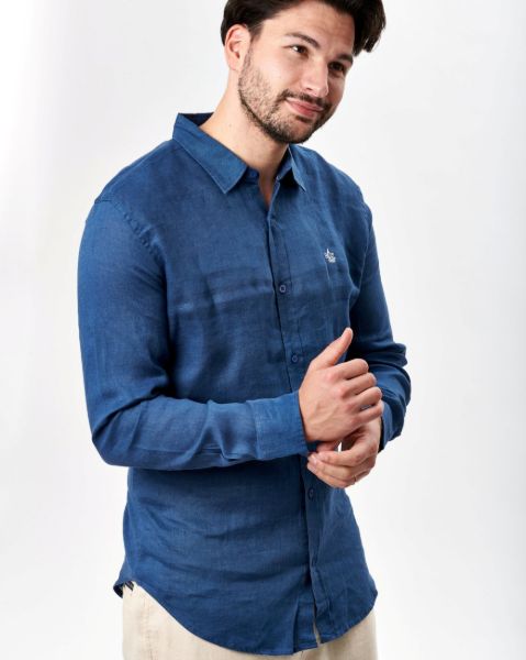 Image de Chemise lin ML unie unité -  L MARINE