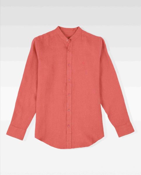 Image de Chemise lin col Mao unité -  M BRIQUE