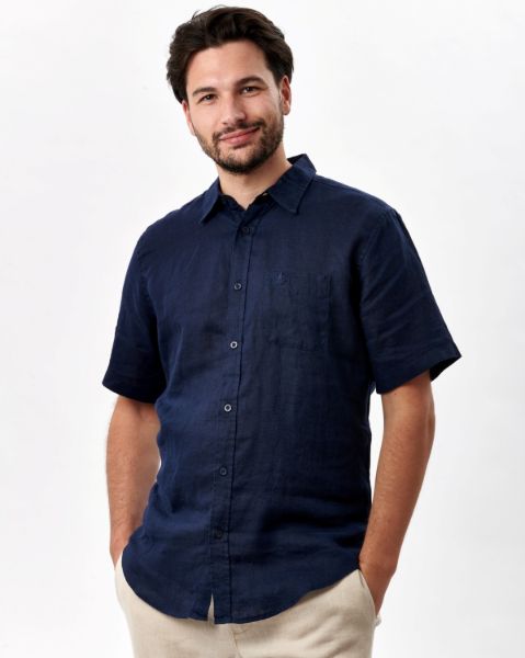 Image de Chemise en lin MCourtes unité -  M BLEU NUIT