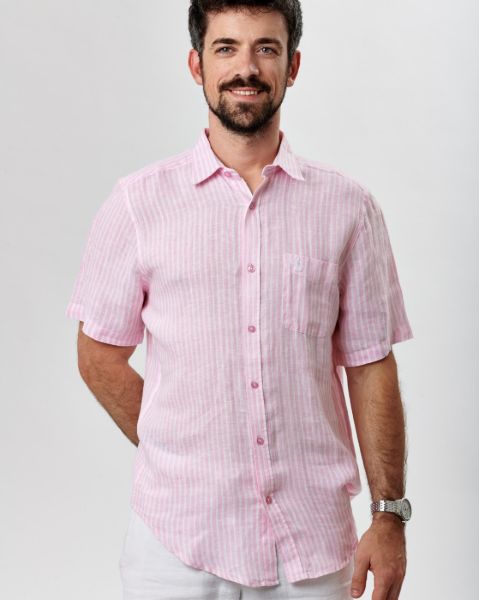 Image de Chemise lin rayée MC  unité -  XL ROSE
