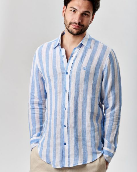 Image de Chemise lin larges rayures unité -  3 XL CIEL
