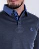 Image de Sweat col polo jeans unité -  L MARINE / CIEL