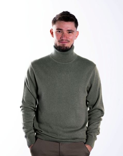 Image de Pull col roulé cahemire unité -  XL KAKI