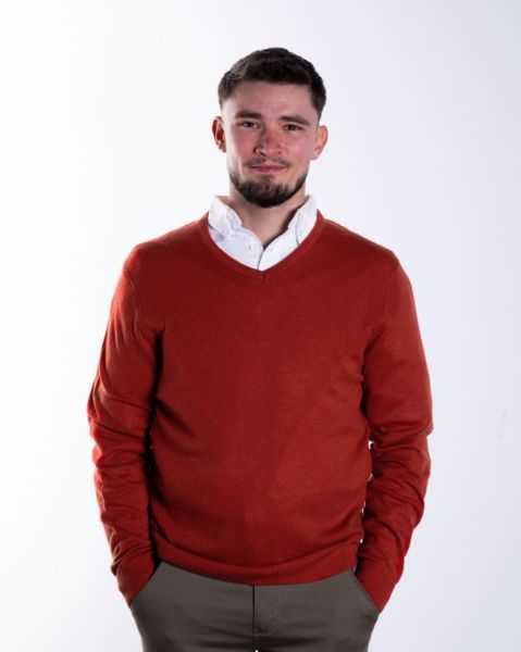 Image de Pull col V cahemire unité -  L ROUILLE
