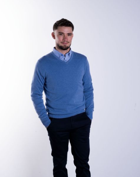 Image de Pull col V cahemire unité -  XL CIEL