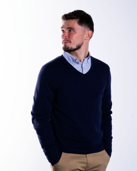 Image de Pull col V cahemire unité -  L MARINE