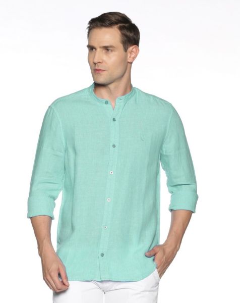 Image de Chemise lin col Mao unité -  3 XL TURQUOISE