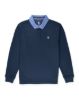 Image de Sweat col polo jeans unité -  M MARINE/ BLANC