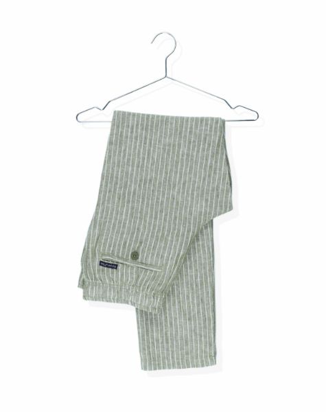 Image de Pantalon lin jog. rayé unité -  XL OLIVE