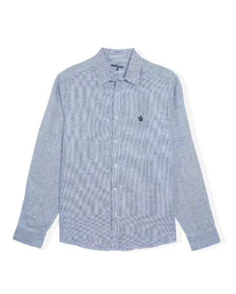 Image de Chemise lin fine rayures transat unité -  L MARINE