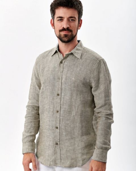 Image de Chemise lin chinée unité -  XL OLIVE