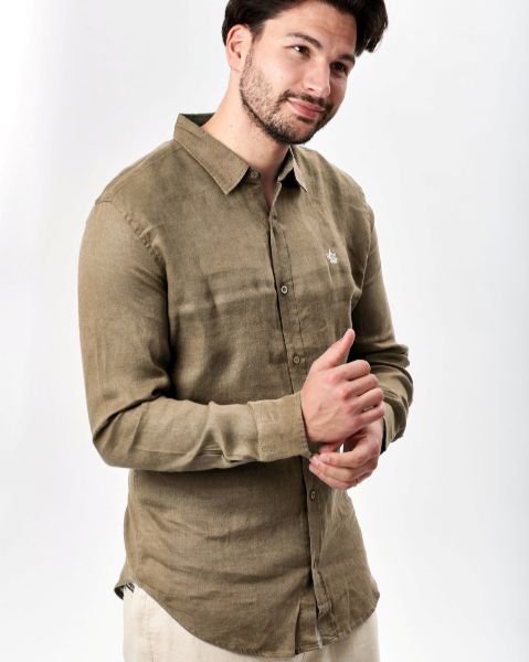 Image de Chemise lin ML unie unité -  S TAUPE