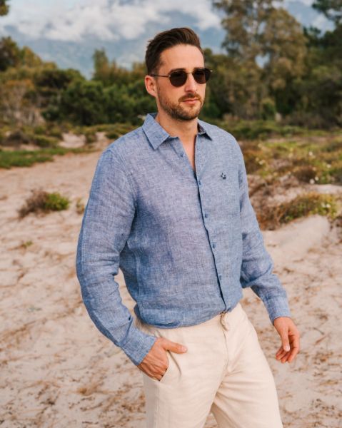 Image de Chemise lin chinée unité -  2 XL MARINE