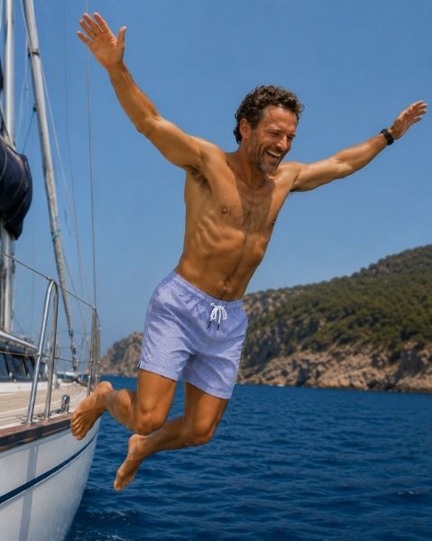Image de MAILLOT Homme rayé unité -  M LILAS