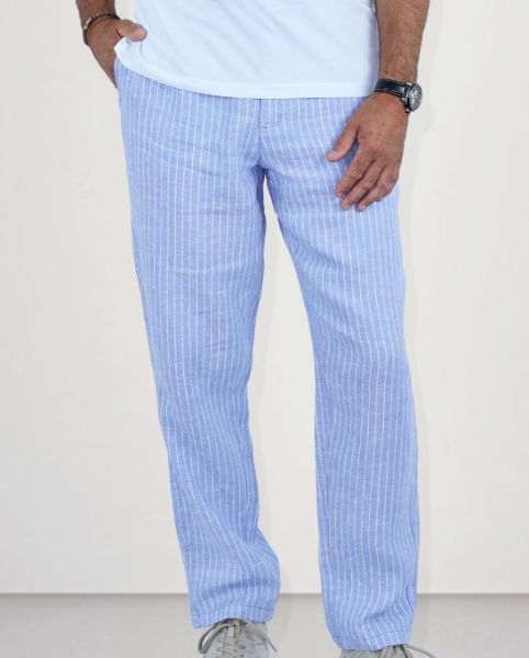 Image de Pantalon lin jog. rayé unité -  XL CIEL