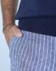 Image de Pantalon lin jog. rayé unité -  3 XL MARINE