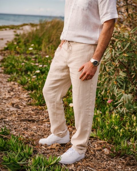 Image de pantalon lin jog unité -  XL MASTIC
