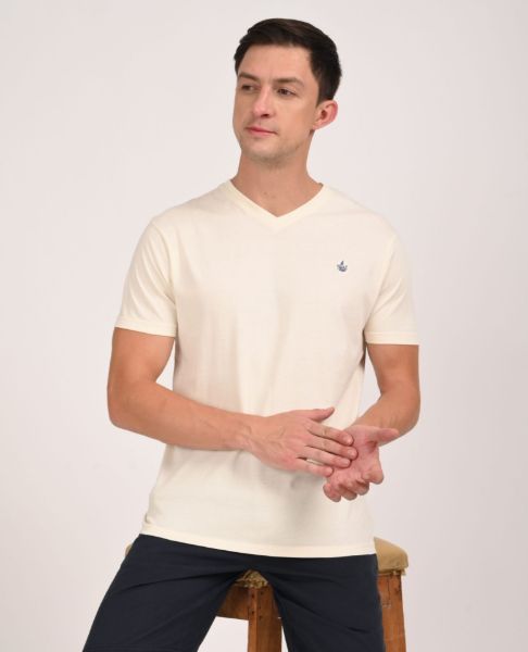 Image de T shirt col V unité -  L CREME