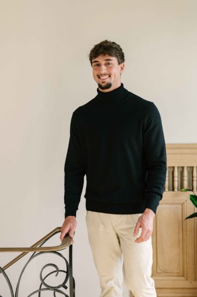 Image de Pull col roulé en cachemire unité -  L NOIR