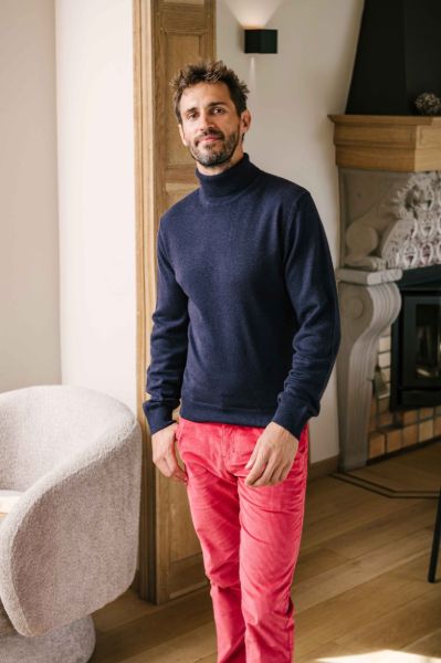 Image de Pull col roulé en cachemire unité -  M MARINE