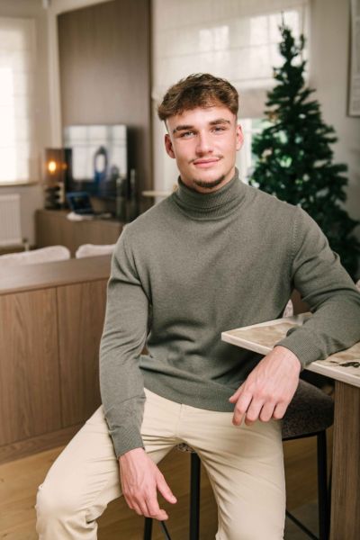 Image de Pull col roulé en cachemire unité -  S KAKI